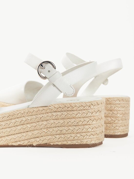 Prada Bianco Vitello Montana Leather Espadrille Wedge Sandals - Picture 8 of 10